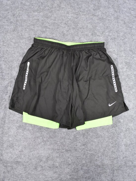 Nike Pants - Nike Dri-FIT 2-in-1 Black Green Running Gym Yoga Shorts Womens Medium